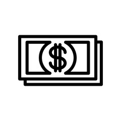 Illustration of Dollar Money Icon in Black and White Design. Representing stacks of money with a dollar symbol