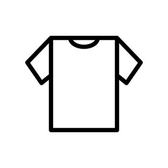 Minimalistic Black Outline Icon of a Classic T-Shirt on White Background