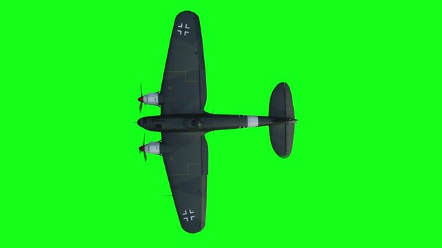 Heinkel He 111. German airliner and medium bomber. World War II. Green screen isolate.