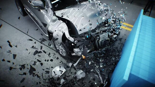 car crash test stop time. safety concept.