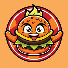 Vector Illustration of a Burger Mascot with a Logo