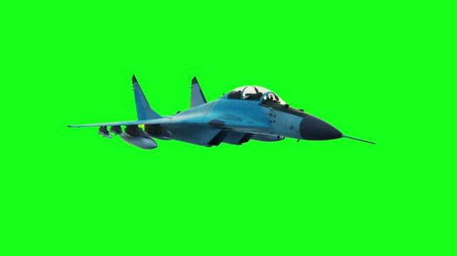 Russian military fighter jet MIG -35 . Green screen isolate