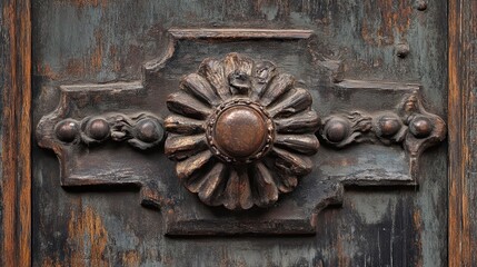 Ornate Wooden Door Detail, Intricate Carvings, Historical Architectural Element, Decorative Panel