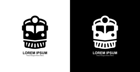 Train logo design with front view and modern style