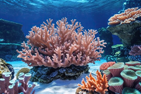 Vibrant Coral Reef Art with Dynamic Background and Complete Aspect Ratio Design