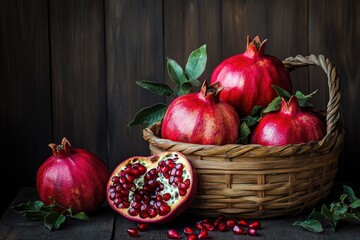 Pomegranates in Basket