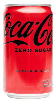 Can of made in USA Coca Cola zero sugar mini (7.5 ounces) on a transparent background PNG	