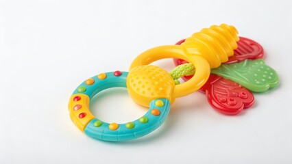 Fototapeta premium Baby Teether Toy on White Background