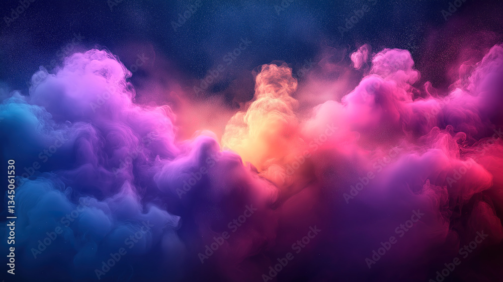 Wall mural dynamic explosion of vibrant smoke and dust creating a visually captivating and energetic scene