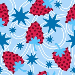 Summer fruits seamless strawberries pattern for wrapping paper and fabrics and kids clothes print and fashion textiles