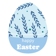 Cheerful blue egg paired with Happy Easter text, perfect for holiday table decor