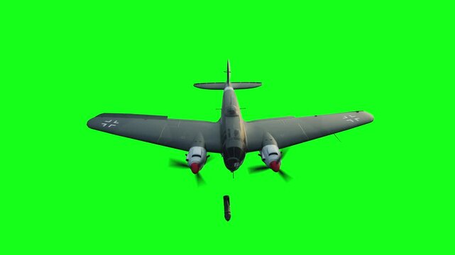 Heinkel He 111. German airliner and medium bomber. World War II. Green screen isolate.