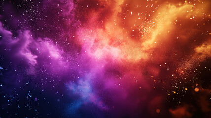 Naklejka premium Dynamic explosion of vibrant colorful particles for Holi Guyana celebration on black background