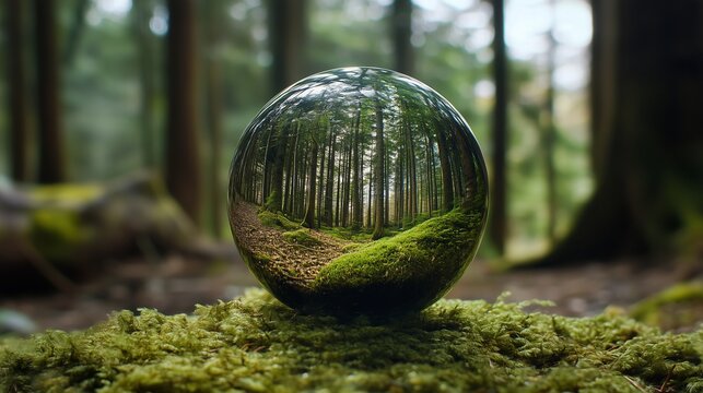 Glaskugel im Wald, &Ouml;kosystem Wald