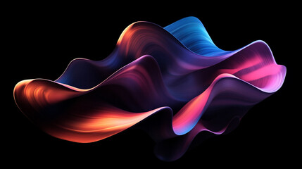 Obraz premium Abstract colorful wave pattern with smooth curves and gradients on a black background, showcasing fluid motion