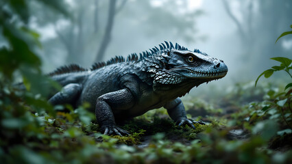 Fototapeta premium Iguana Walking on Ground