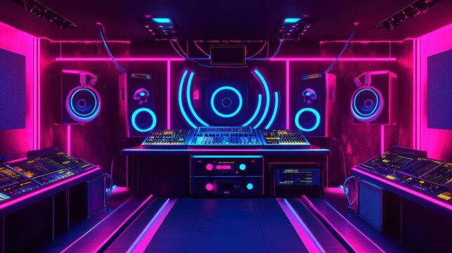 Futuristic Recording Studio Interior