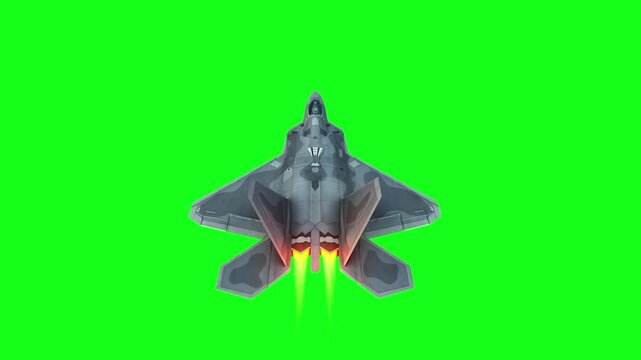 Military fighter jet F-22. green screen isolate.
