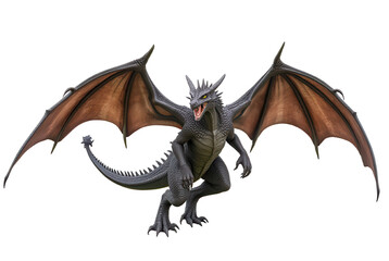 Naklejka premium Majestic Black Dragon with Spread Wings