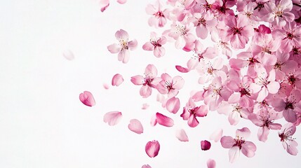 Fototapeta premium Elegant Cherry Blossoms Floating Gracefully on a Soft Background