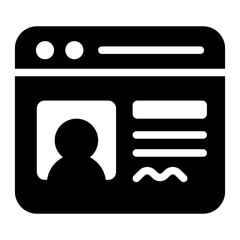 Online profile glyph icon for connecting with friends