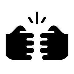 Fist bump glyph icon symbolizing strong friendship bond