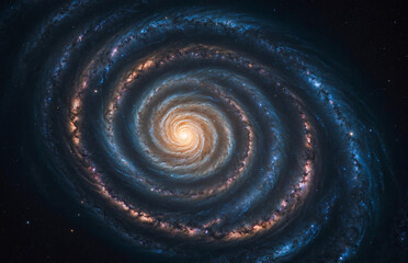 glowing spiral galaxy made of soft light trails, symbolizing infinite possibilities