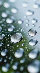 Droplets on glass. Reflections and blurred background. Close-up, macro