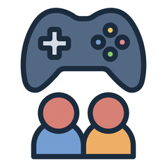 Friendship video game filled line icon for gaming together