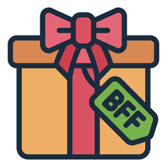 Friendship gift box filled line icon for sharing happiness