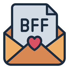 BFF letter filled line icon for heartfelt messages