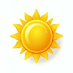 A vibrant yellow sun shines brightly, depicted in a clean, dicut style against a pure white backdrop.