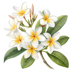 Naklejka premium Elegant White Flowers. Tropical Botanical Art. Beautiful Floral Arrangement.
