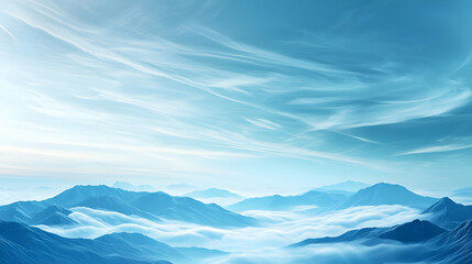 Fototapeta premium Misty Mountain Landscape Panorama At Sunrise