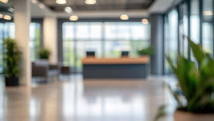Abstract blurred office interior room. blurry working space with defocused effect. use for background or backdrop in business concept