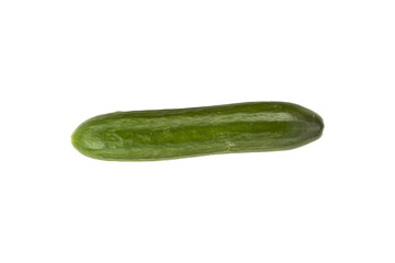 Fresh green cucumber is isolated. Close-up.
