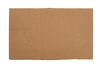 A rectangular piece of brown cardboard with copy space for text or design is isolated. Close-up.