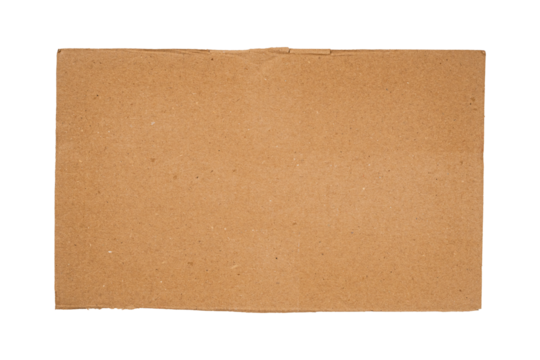 A rectangular piece of brown cardboard with copy space for text or design is isolated. Close-up.