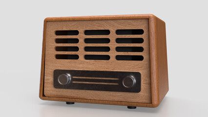 The Radio Vintage for Pod Cast or Music concept 3d Rendering.