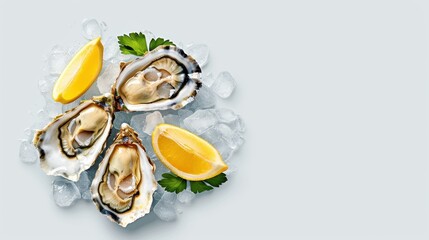Enjoy fresh oysters on ice, perfect for seafood lovers. A gourmet treat served in a vibrant shellfish dining experience.