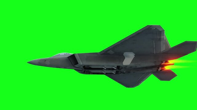 Military fighter jet F-22. green screen isolate.