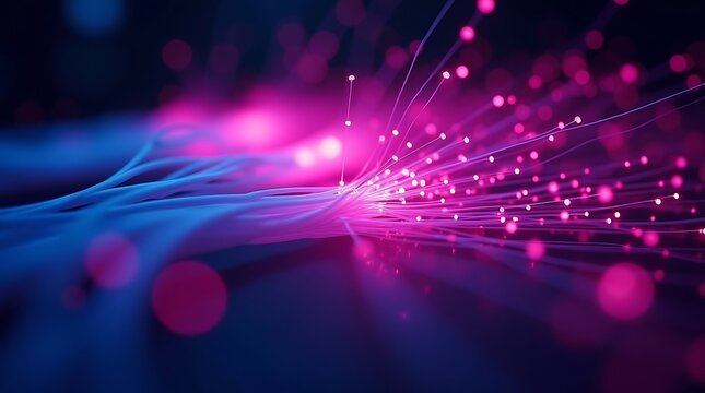 Fiber optic cables, macro photography, dark background, technology abstract