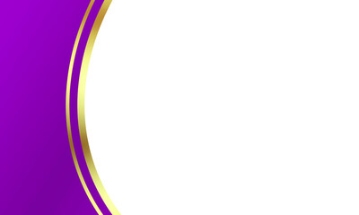 Abstract purple gold luxury curved side frame as cover decoration isolated on white background