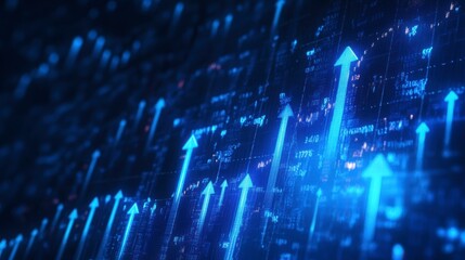 Abstract digital arrows upward trending background