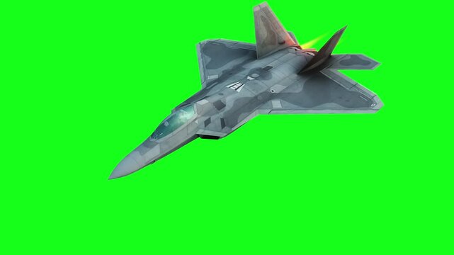 Military fighter jet F-22. green screen isolate.