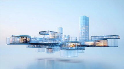 Floating Futuristic Cityscape Structure
