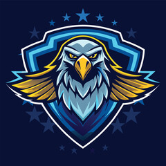 Obraz premium Majestic Eagle Silhouette Emblazoned with Night Sky Gradient in Vector Format