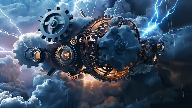 Stormy Gears: A Mechanical Marvel in the Clouds