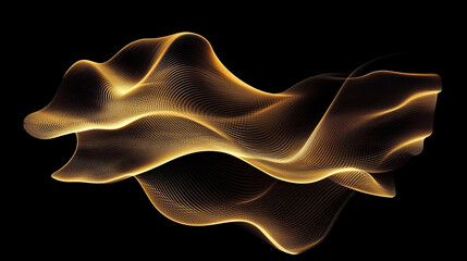 Abstract golden wave patterns flowing gracefully against a black background, creating a dynamic visual effect