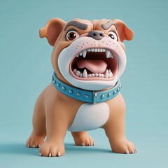Naklejka premium 3d render A cartoon illustration of a bulldog's head and neck, featuring large expressive eyes